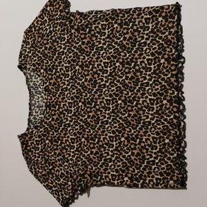 American Eagle Cheetah Print Ruffle Hem Crop Top